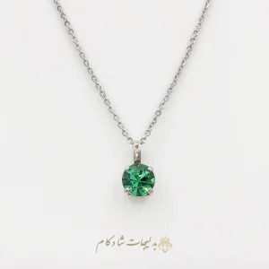 گردنبند نقره ای طرح زمرد