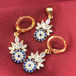 نیم ست (پلاک و گوشواره) چشم و نظر گل