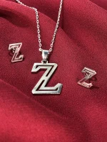 نیم ست (گردنبند و گوشواره) طلایی حرف Z