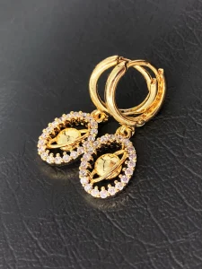 گوشواره حلقه ای طرح زحل دور نگین