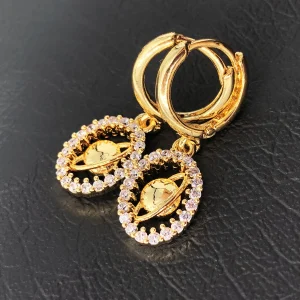 گوشواره حلقه ای طرح زحل دور نگین