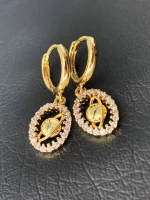 گوشواره حلقه ای طرح زحل دور نگین