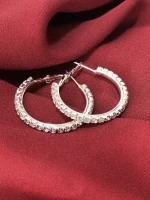 گوشواره حلقه ای میخی فول نگین دار